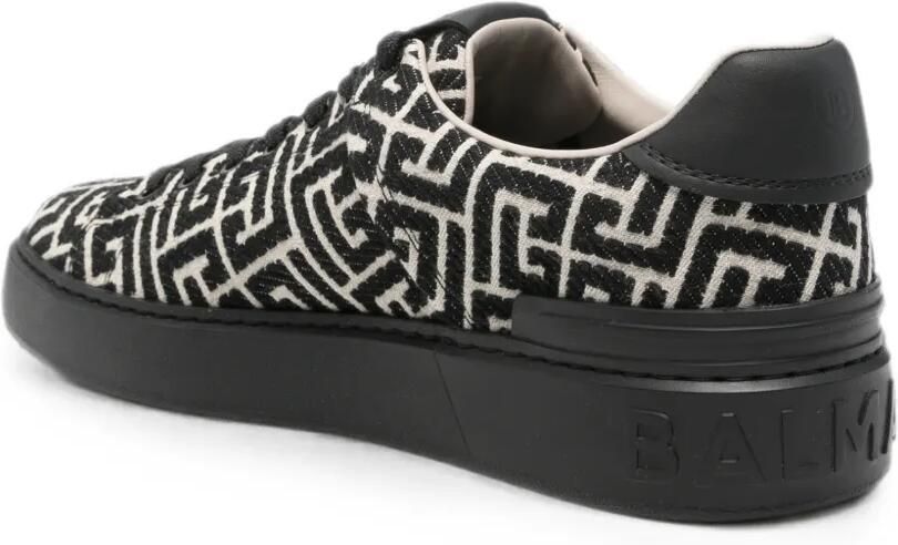 Balmain B-Court leren sneakers met monogram-jacquard Zwart - Foto 3