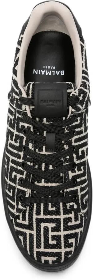 Balmain B-Court leren sneakers met monogram-jacquard Zwart - Foto 4