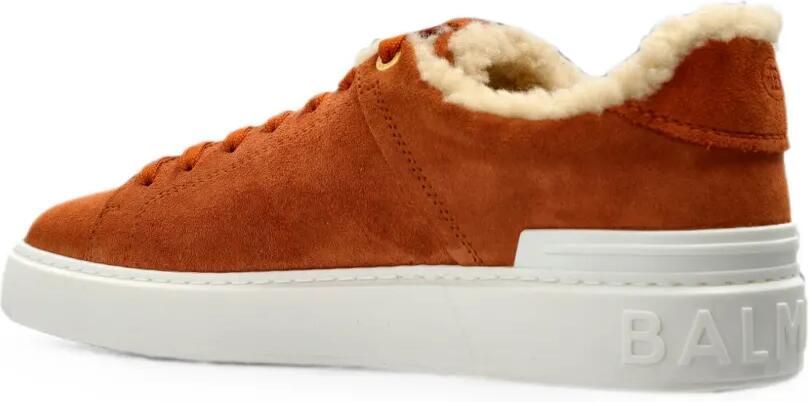 Balmain B-Court sneakers met lammy afwerking Bruin - Foto 3