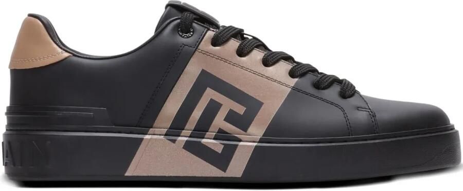 Balmain B-Court sneakers van kalfsleer met logodetail Zwart
