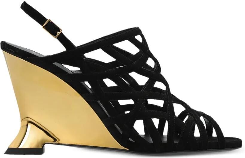 Balmain Sandalen met sleehak en gekooid bandje Zwart