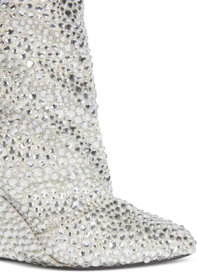 Balmain Dijhoge satijnen laarzen met sleehak en kristallen Zilver - Foto 5
