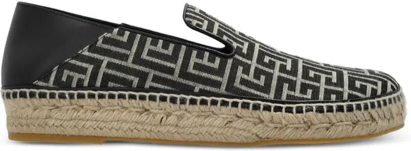 Balmain Espadrille sneakers met monogram-patroon Zwart