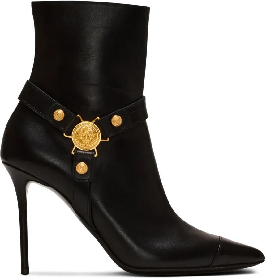 Balmain Eva 95 mm enkellaarzen met logoplakkaat Zwart