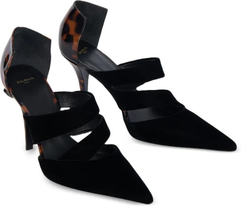 Balmain Fluwelen en lakleren pumps met print Zwart - Foto 2