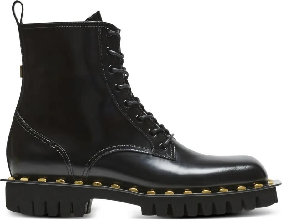 Balmain Glanzende combat boots Zwart