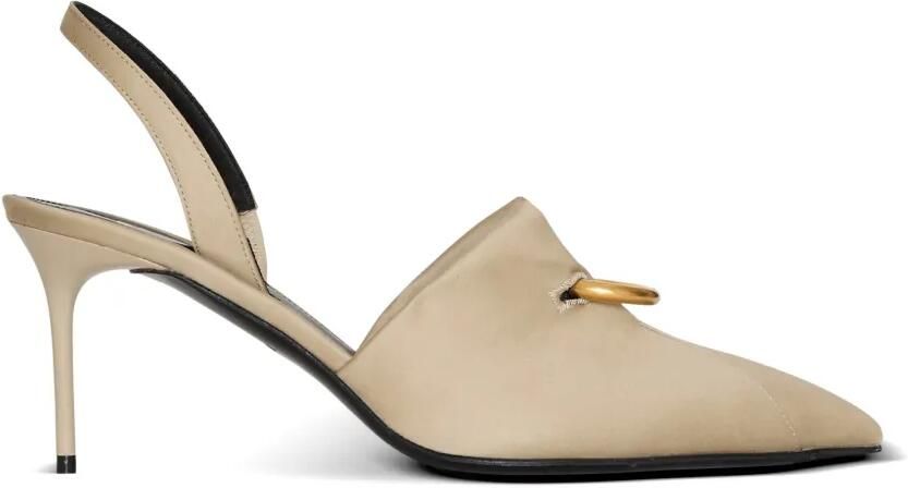 Balmain Katoenen gabardine slingbacks met piercing Beige