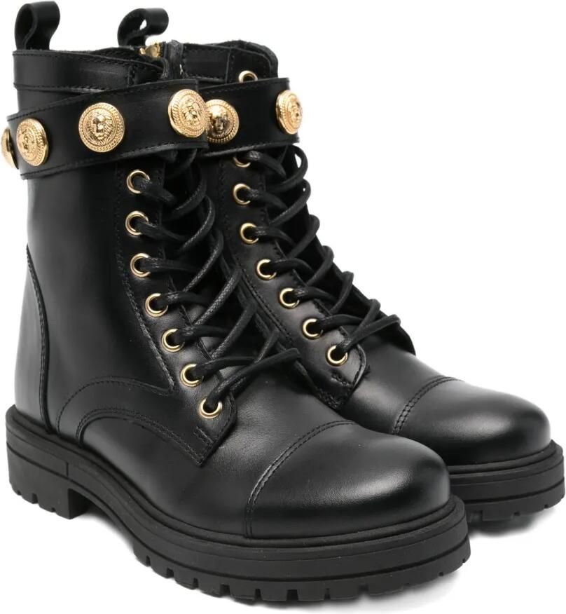 Balmain Kids Enkellaarzen met Medusa-detail en veters Zwart