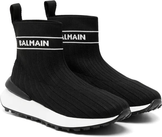 Balmain Kids Sneakers met logo intarsia Zwart