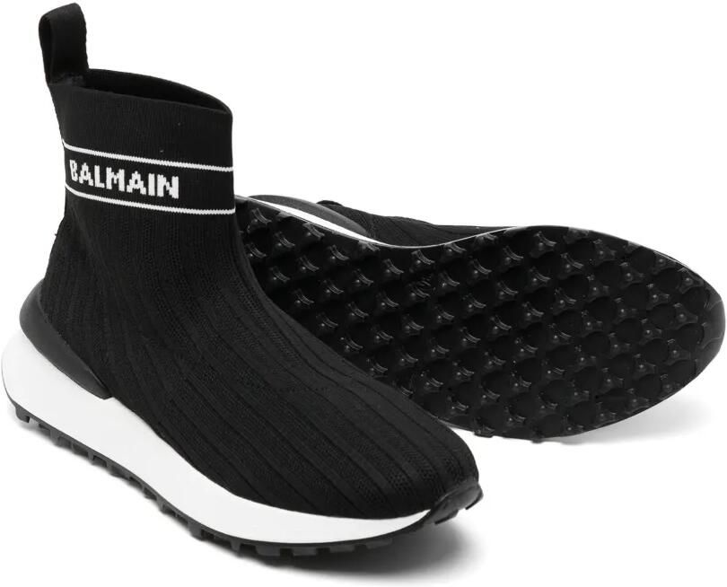 Balmain Kids Sneakers met logo intarsia Zwart - Foto 3