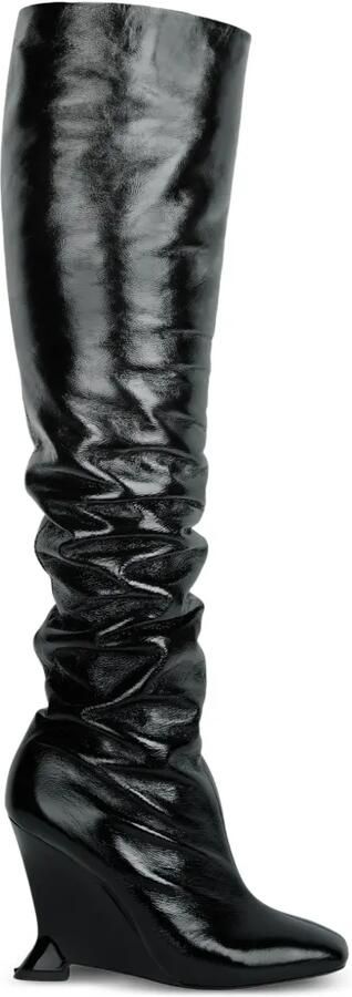 Balmain Laarzen van gekreukt lakleer met sleehak Zwart