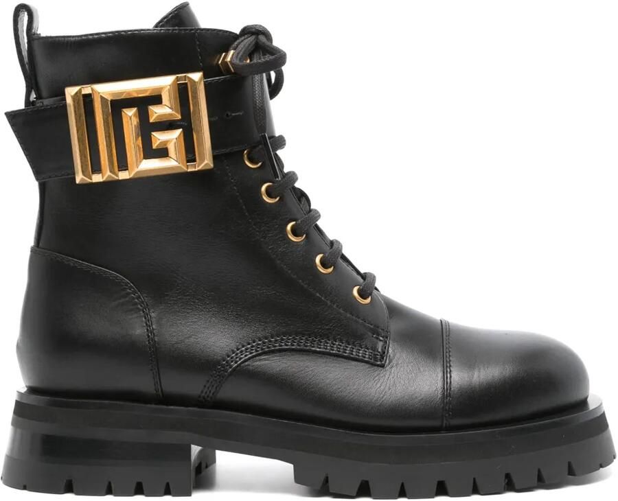 Balmain Leren enkellaarzen met gesp Zwart