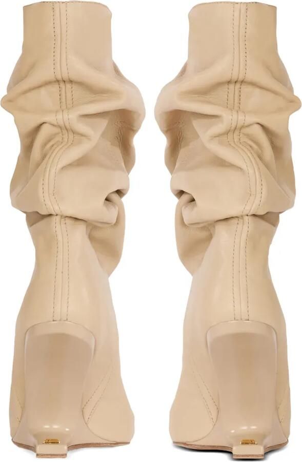 Balmain Leren enkellaarzen met ruches Beige - Foto 5