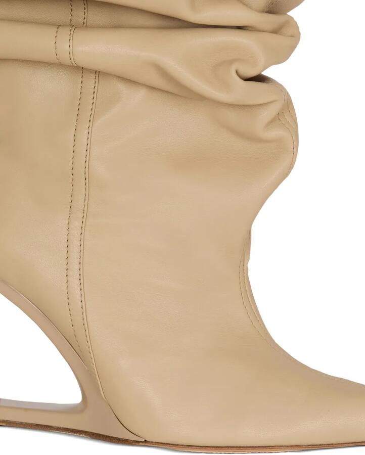 Balmain Leren enkellaarzen met ruches Beige - Foto 3
