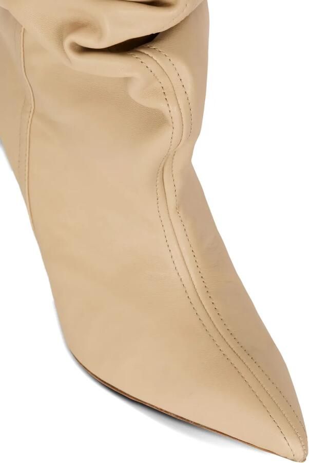 Balmain Leren enkellaarzen met ruches Beige - Foto 4