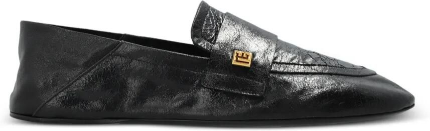Balmain Leren loafers met logoplakkaat Zwart - Foto 5