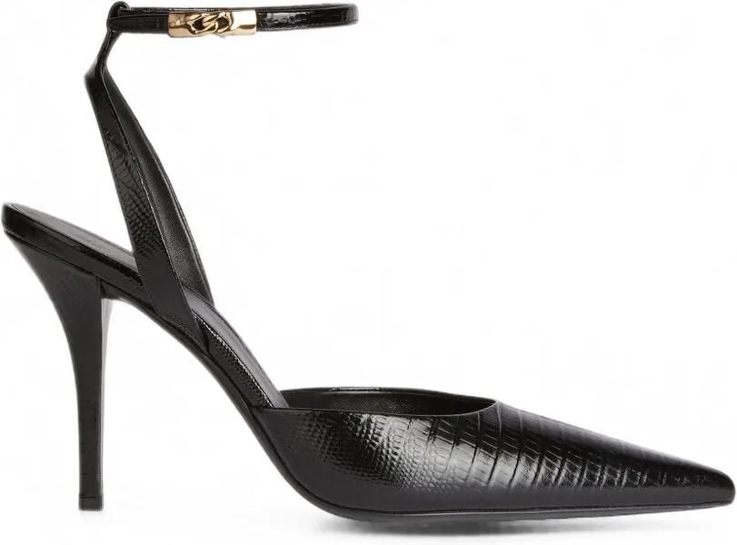 Balmain Leren pumps met bandjes en reliëf Zwart
