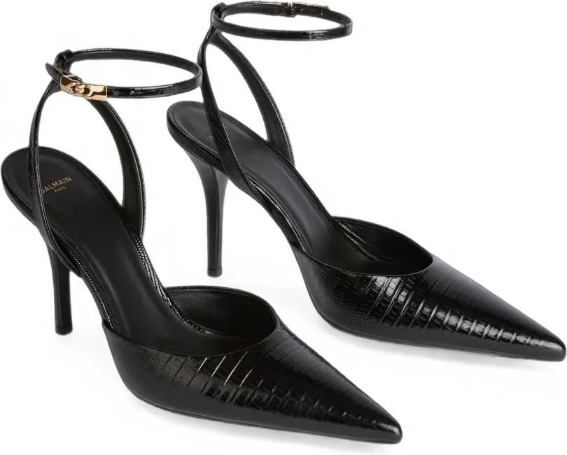 Balmain Leren pumps met bandjes en reliëf Zwart - Foto 5
