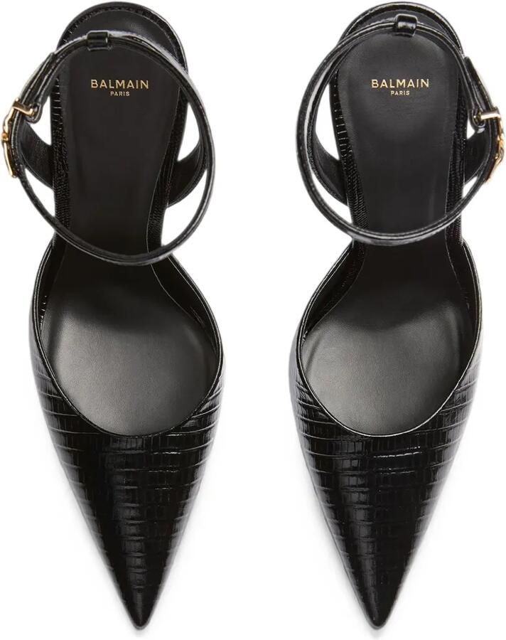 Balmain Leren pumps met bandjes en reliëf Zwart - Foto 3
