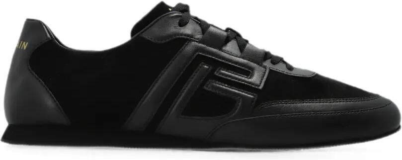 Balmain Leren sneakers met logopatch Zwart