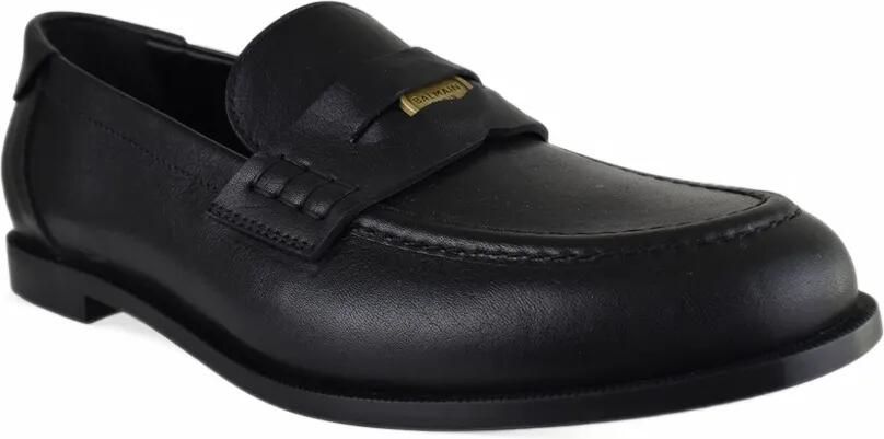 Balmain Leren loafers met logoplakkaat Zwart - Foto 4