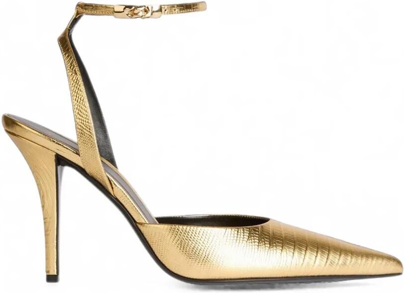 Balmain Metallic leren pumps met bandjes en reliëf Goud