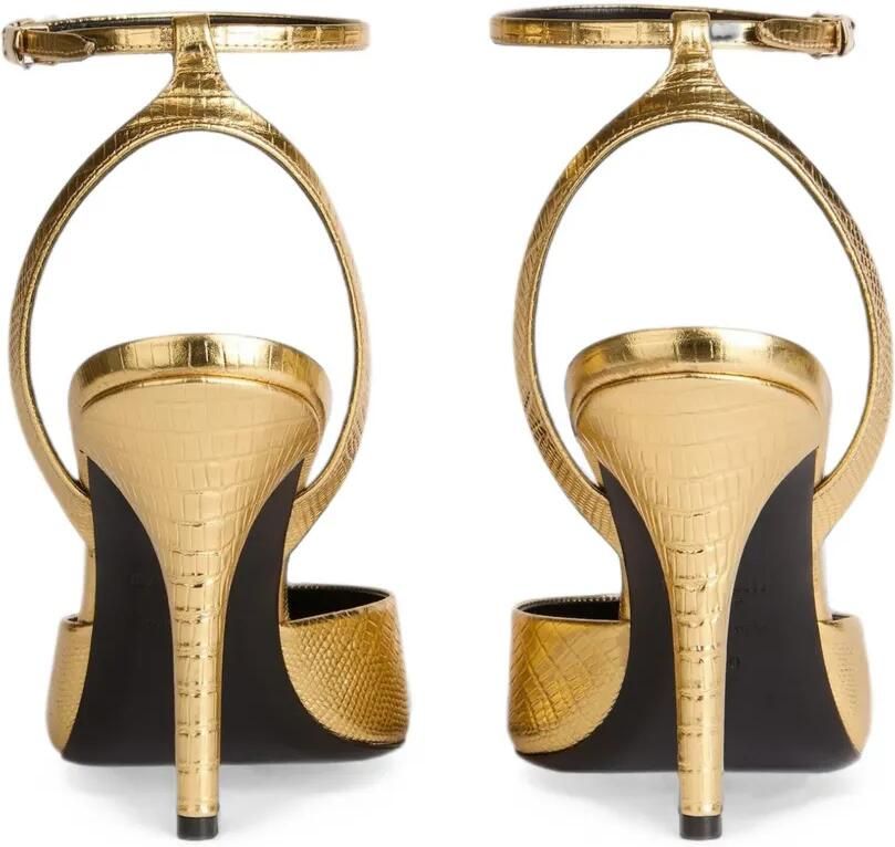 Balmain Metallic leren pumps met bandjes en reliëf Goud - Foto 4