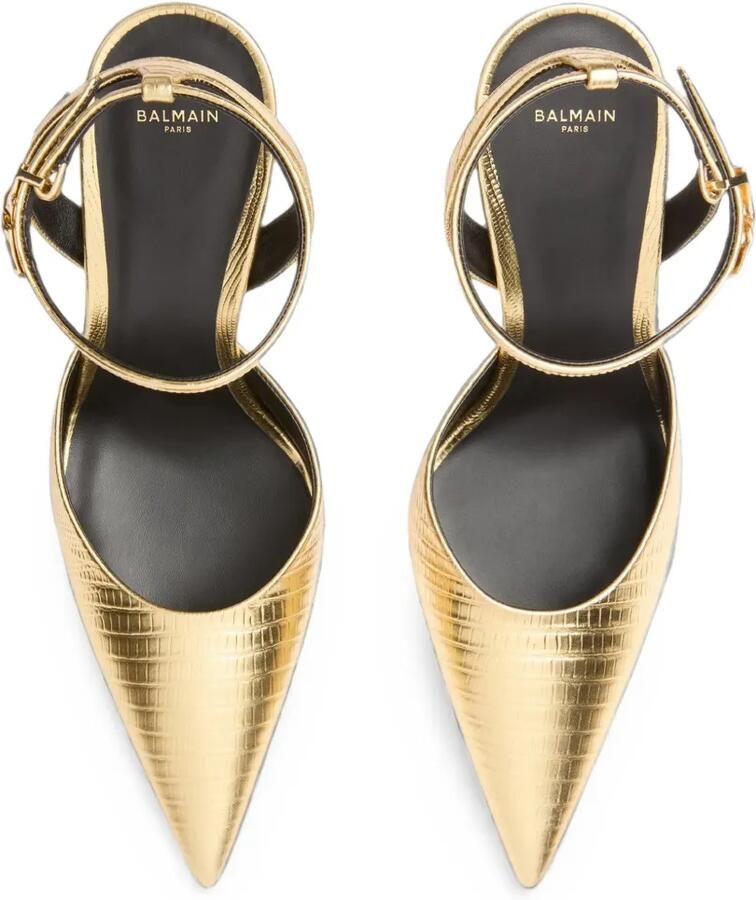 Balmain Metallic leren pumps met bandjes en reliëf Goud - Foto 2