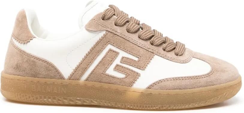 Balmain Sneakers met vlakken en monogram-patch Beige - Foto 4