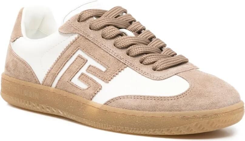Balmain Sneakers met vlakken en monogram-patch Beige - Foto 3
