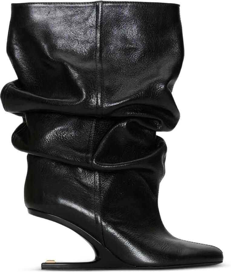 Balmain No Wedge leren enkellaarzen met textuur Zwart