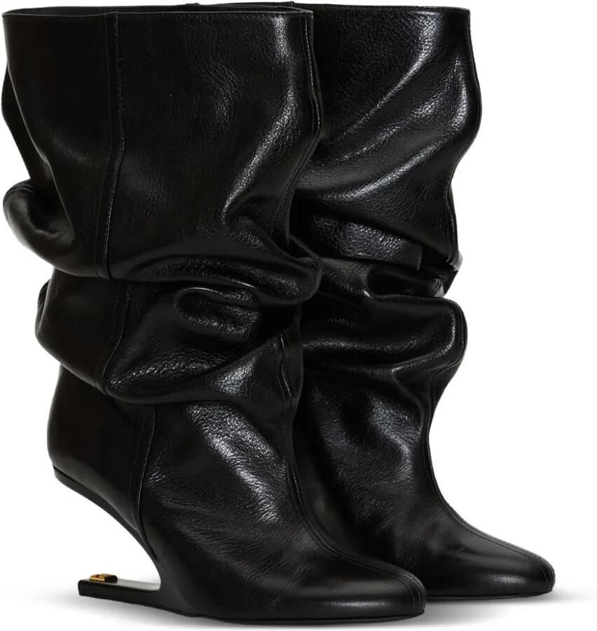 Balmain No Wedge leren enkellaarzen met textuur Zwart - Foto 2
