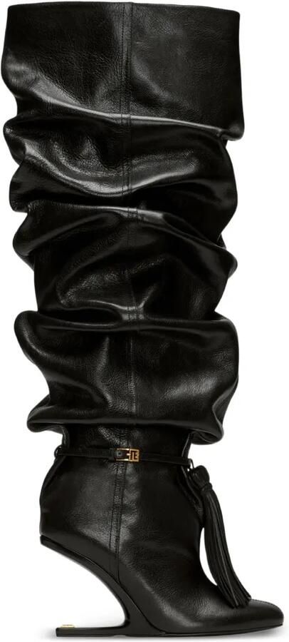 Balmain No Wedge leren laarzen met kwastje Zwart