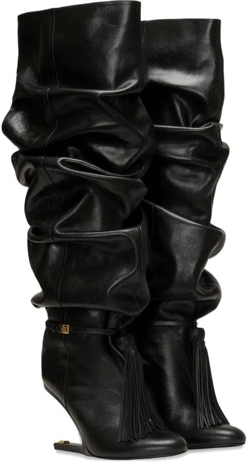 Balmain No Wedge leren laarzen met kwastje Zwart - Foto 4