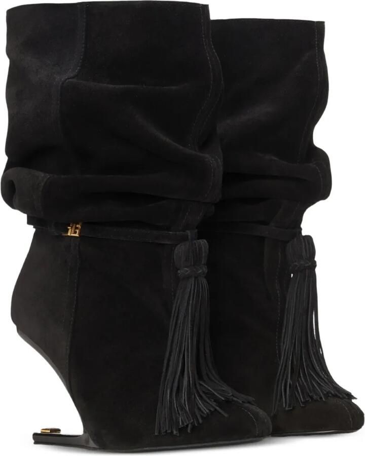 Balmain No Wedge suède leren enkellaarzen met kwastje Zwart - Foto 2