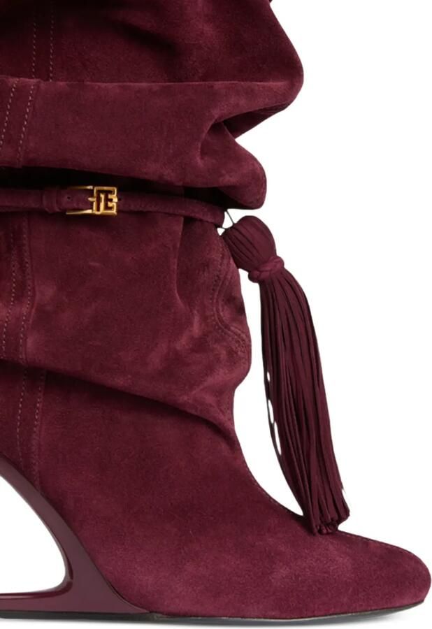 Balmain No Wedge suède leren laarzen met kwastje Rood - Foto 4