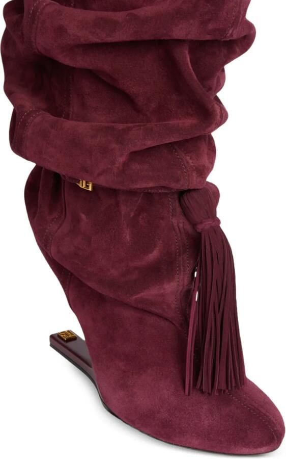 Balmain No Wedge suède leren laarzen met kwastje Rood - Foto 3