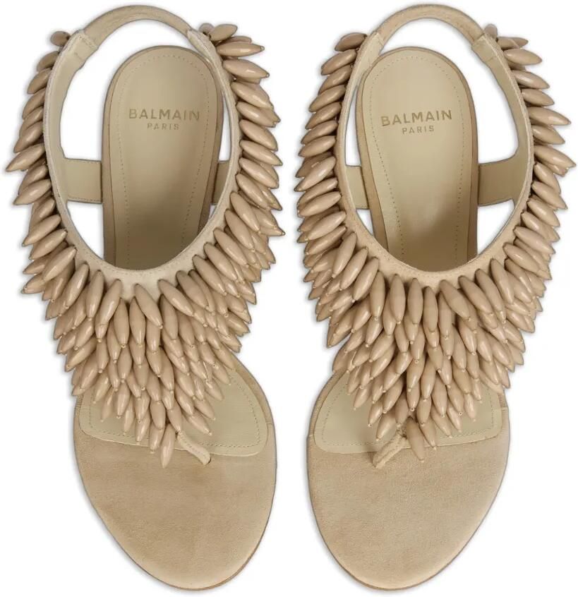 Balmain No Wedge suède sandalen met kralen Beige - Foto 2