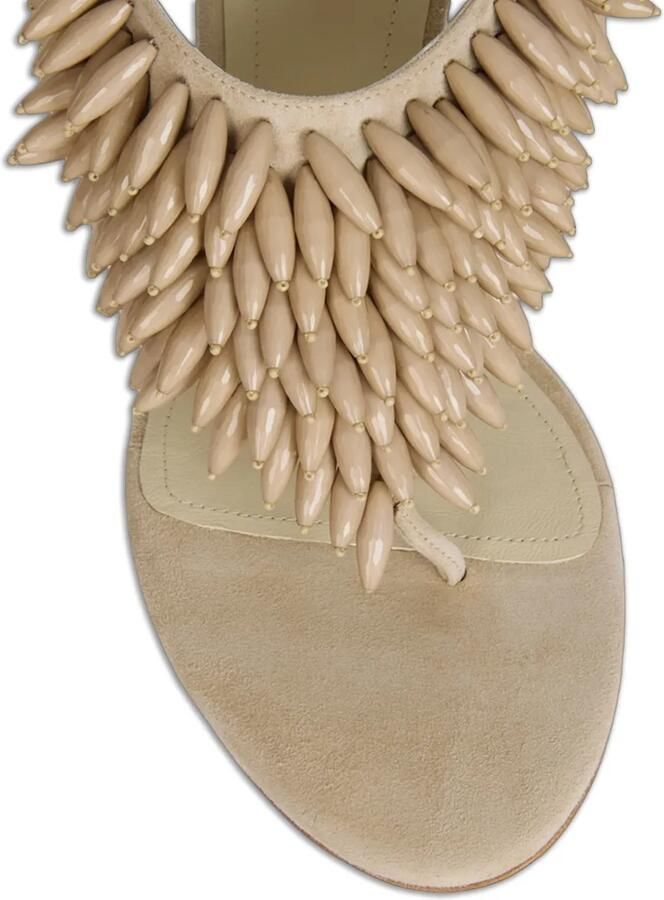 Balmain No Wedge suède sandalen met kralen Beige - Foto 3