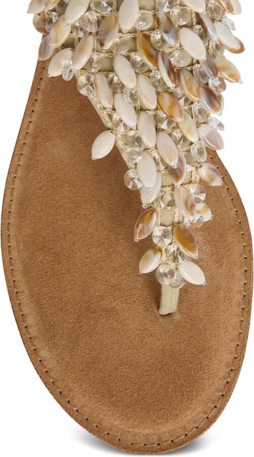 Balmain Platte katoenen en suède sandalen met kralen Beige - Foto 3