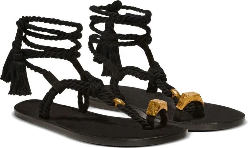 Balmain Platte sandalen met touw Zwart - Foto 4