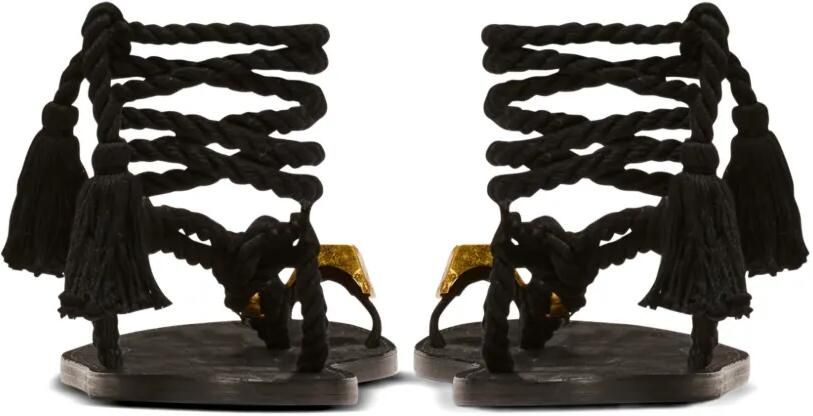 Balmain Platte sandalen met touw Zwart - Foto 5