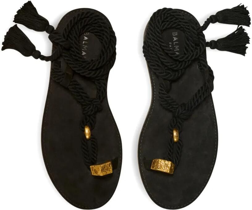 Balmain Platte sandalen met touw Zwart - Foto 3