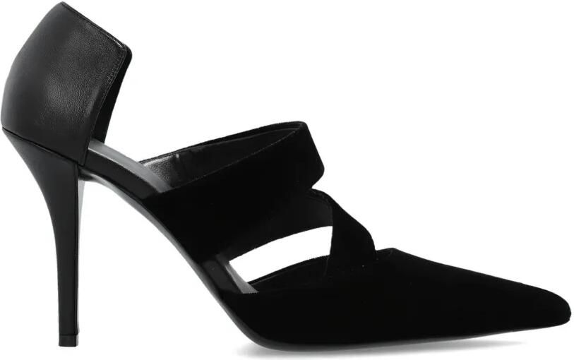 Balmain Pumps met hak puntige neus en meerdere bandjes Zwart