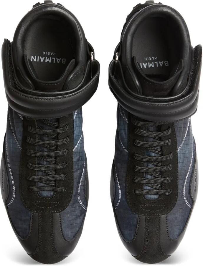 Balmain Racing mid-top nylon en leren sneakers Blauw - Foto 3