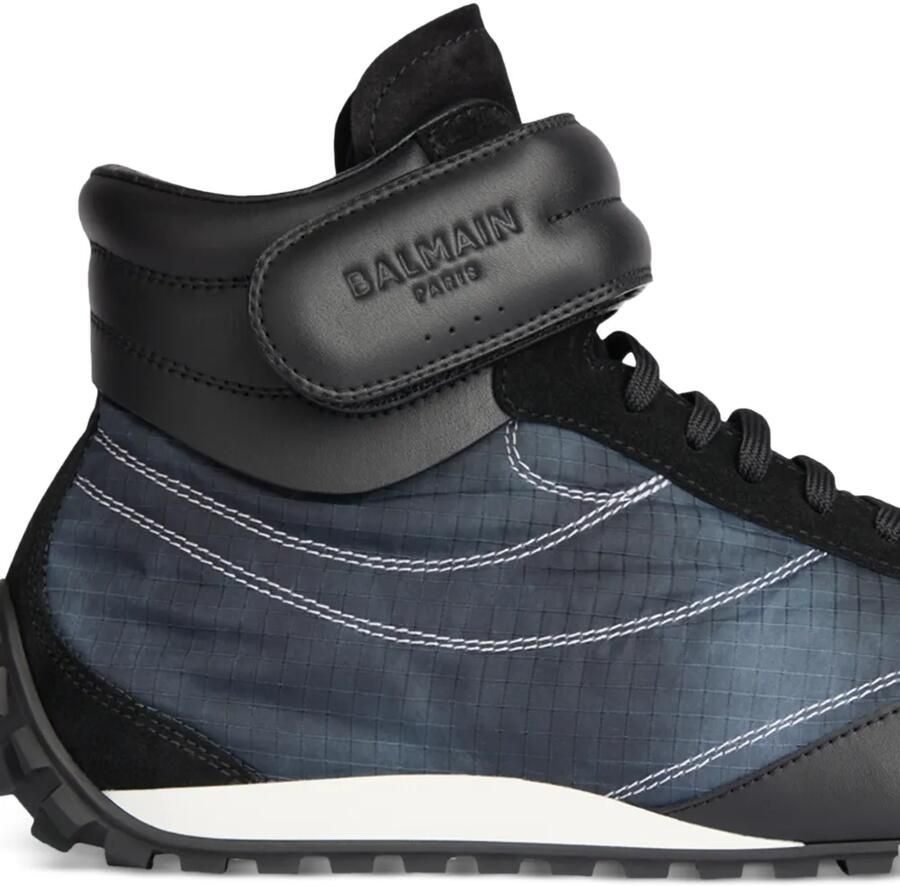 Balmain Racing mid-top nylon en leren sneakers Blauw - Foto 2