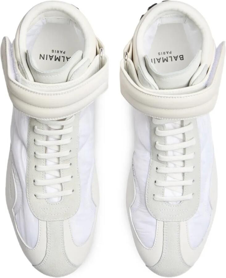 Balmain Racing mid-top nylon en leren sneakers Wit - Foto 2