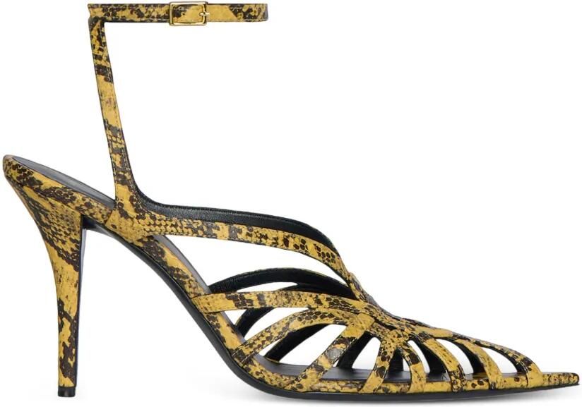 Balmain Sandalen met python-effect Geel