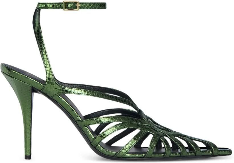 Balmain Sandalen met python-effect Groen
