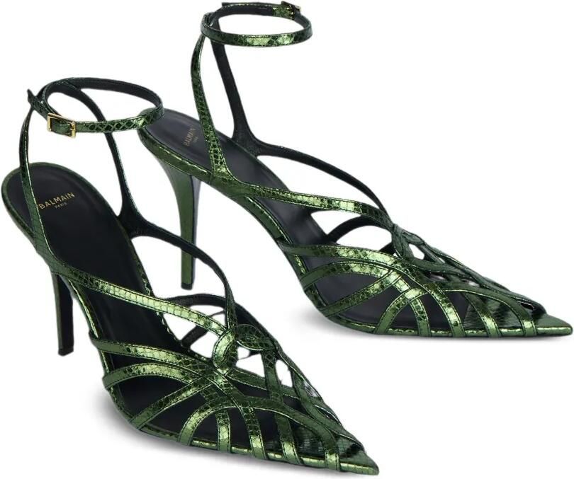 Balmain Sandalen met python-effect Groen - Foto 4
